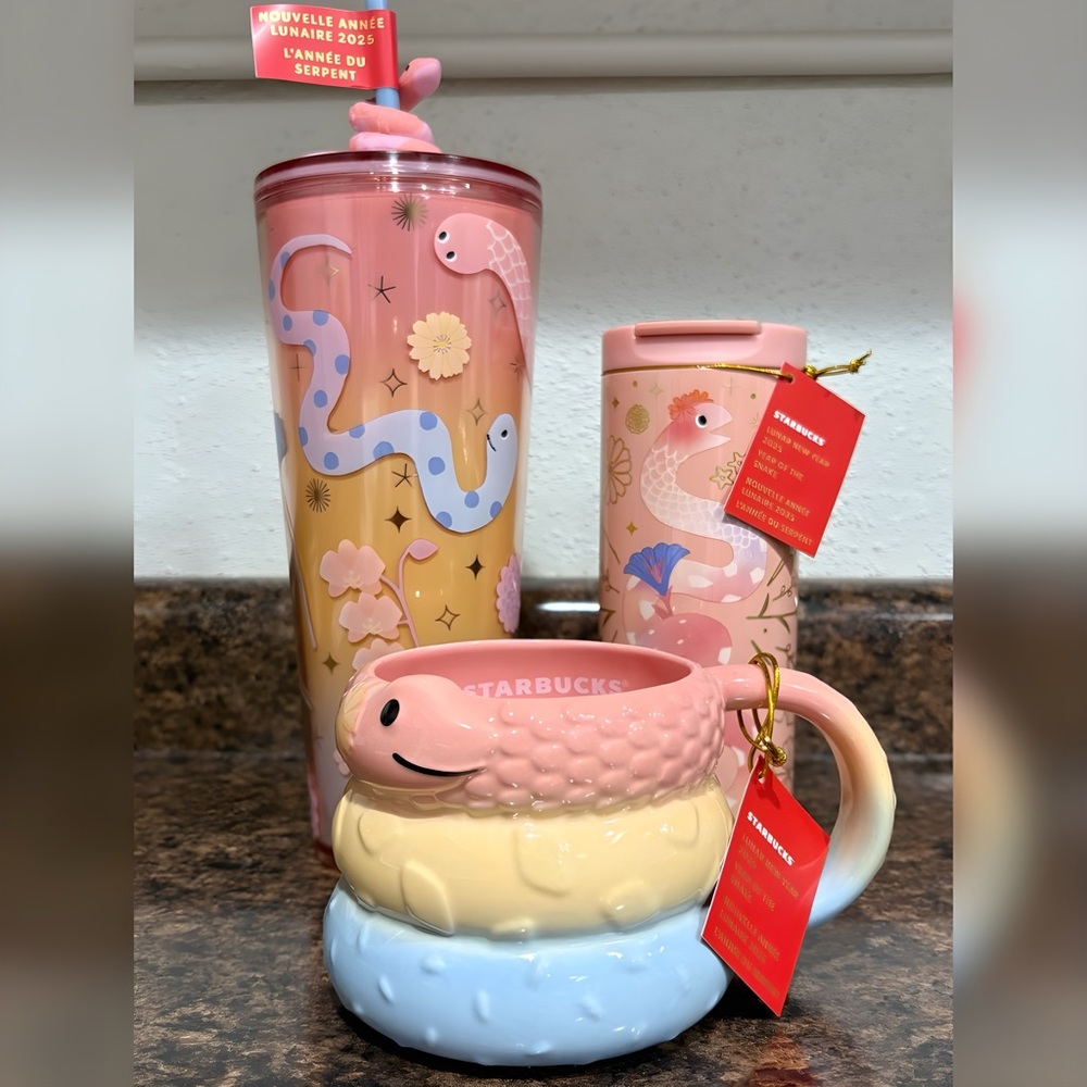 Starbucks 2025 Lunar New Year - Year of the Snake Drinkware Set (3 Pieces) ✨🐍
